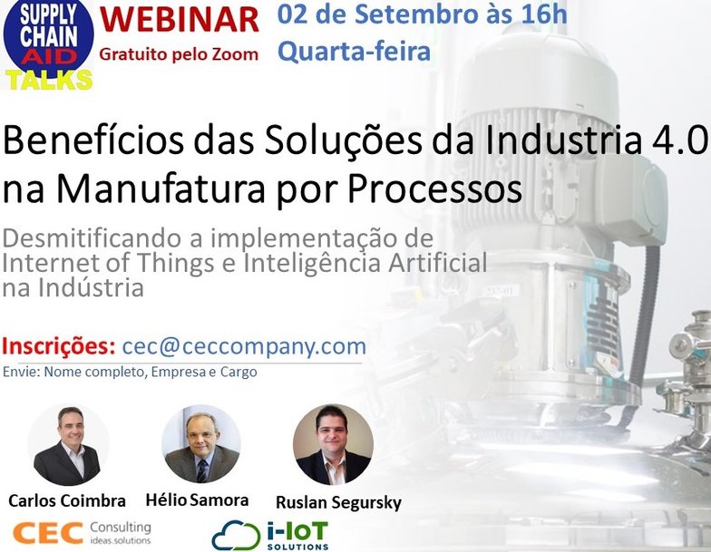 Webinar analisa o emprego das IoT e IA na manufatura de processos